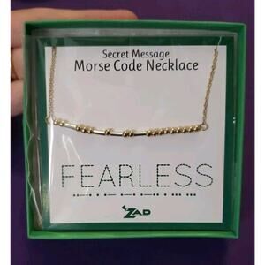 "Fearless" Secret Message Morse Code Bar Chain Necklace Gold & Silver Tone New